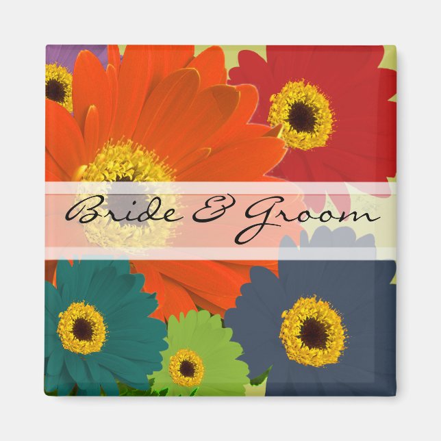 Gerber Daisy Wedding Stickers oder Anpassen Magnet (Vorne)