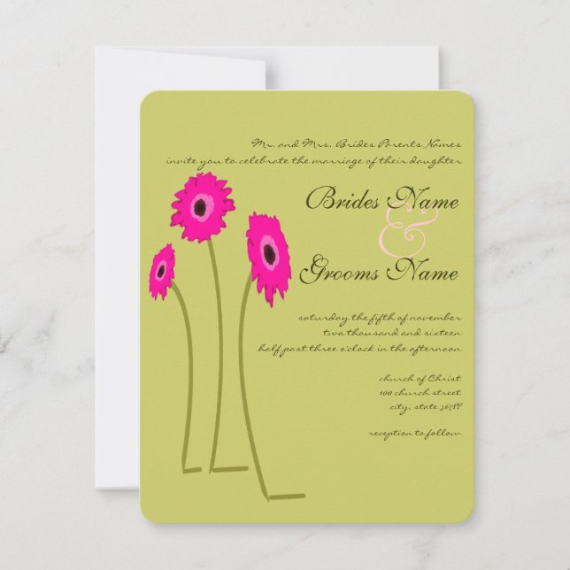 Gerber framboise sur les invitations de mariage de (Devant)
