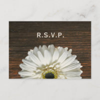 Gerbera blanche & Barnwood Mariage rustique RSVP
