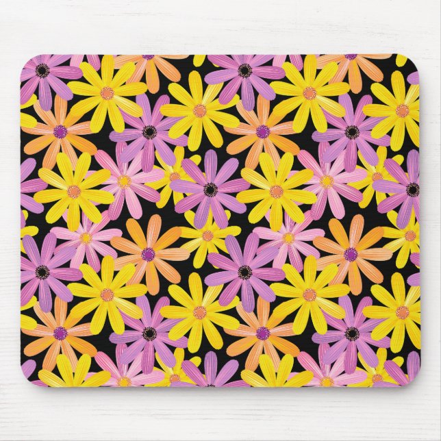 Gerbera-Blumen Muster, Hintergrund Mousepad (Vorne)