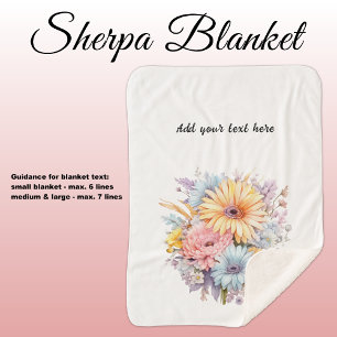 Gerbera-Blumen personalisierter Text weiß schwarz Sherpadecke