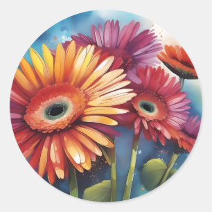 Gerbera Daisies Blume Colorful Runder Aufkleber