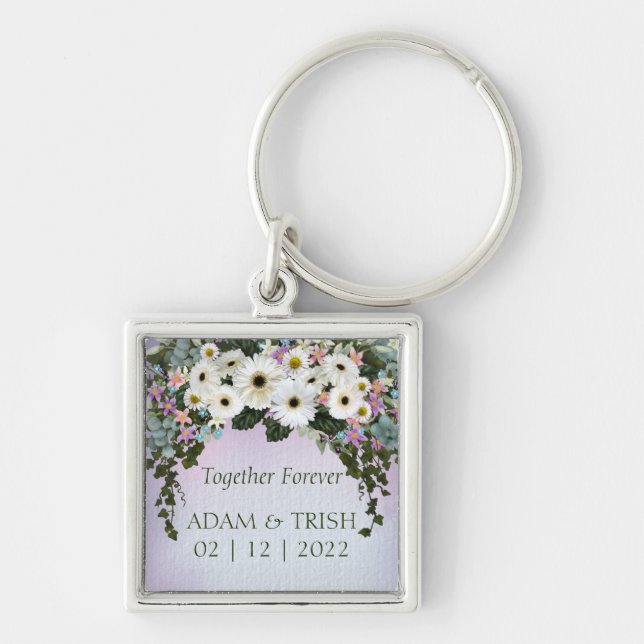 Gerbera Daisies Swag Wedding Schlüsselanhänger (Vorne)