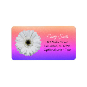 Gerbera Daisy auf Ombre Rainbow Glitzer BUCHZEIC Adressaufkleber