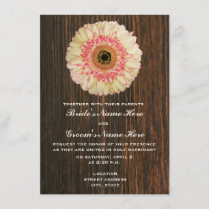 Gerbera Daisy & Barnwood Wedding Einladung