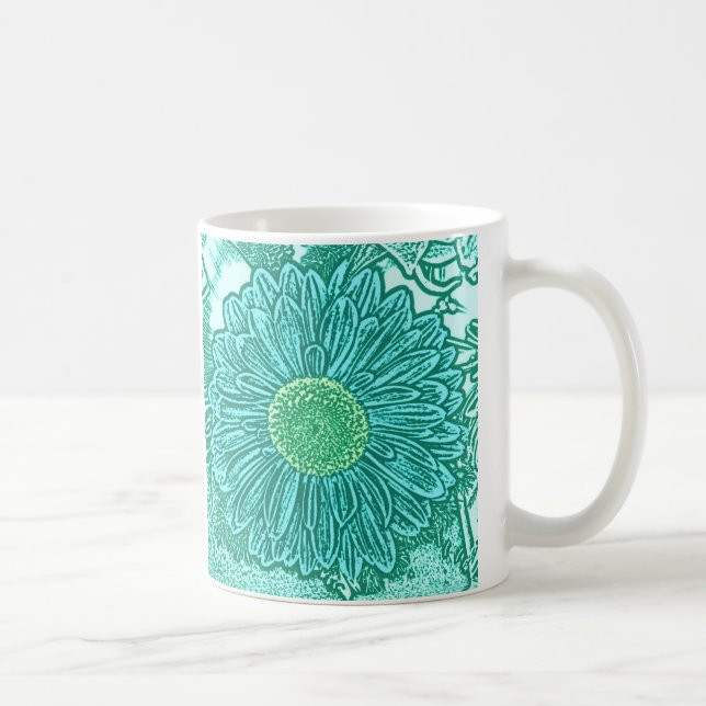 Gerbera Daisy Block Print - Aquarelle Kaffeetasse (Rechts)