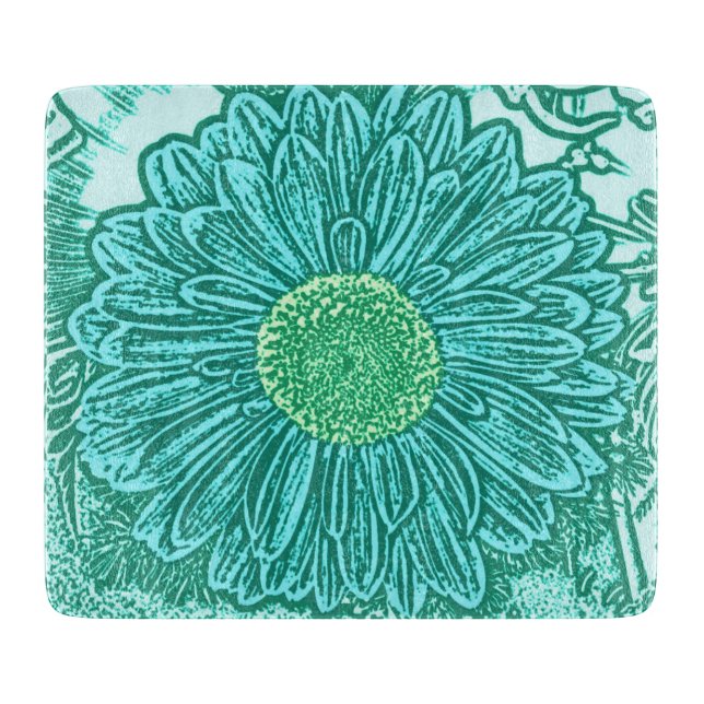 Gerbera Daisy Block Print - Aquarelle Schneidebrett (Vorderseite)