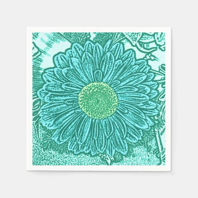 Gerbera Daisy Block Print - Aquarelle Serviette (Vorderseite)