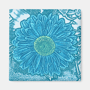 Gerbera Daisy Block Print - Meerblau Magnet