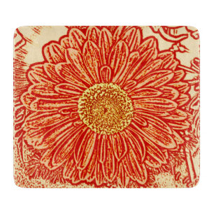 Gerbera Daisy Block Print - Safran orange Schneidebrett