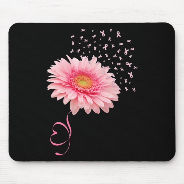 Gerbera Daisy Blume Ribbon Pollen Brustkrebs Mousepad (Vorne)