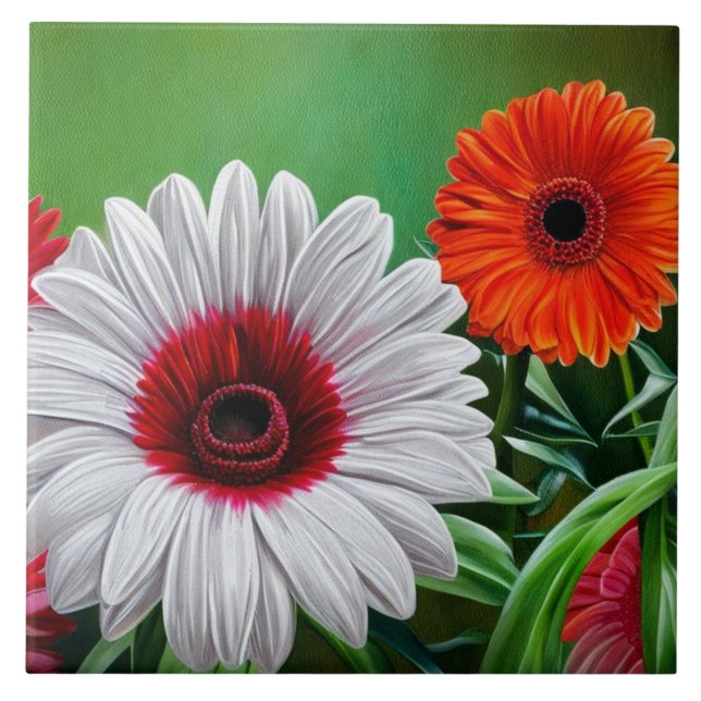 Gerbera Daisy Decorative Floral Keramik Tile Fliese (Vorderseite)