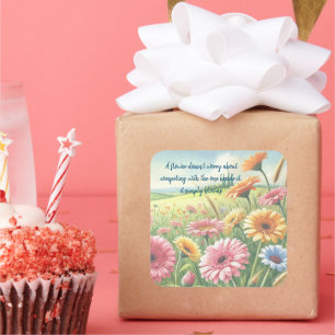 Gerbera Daisy Field & Quote Quadratischer Aufkleber