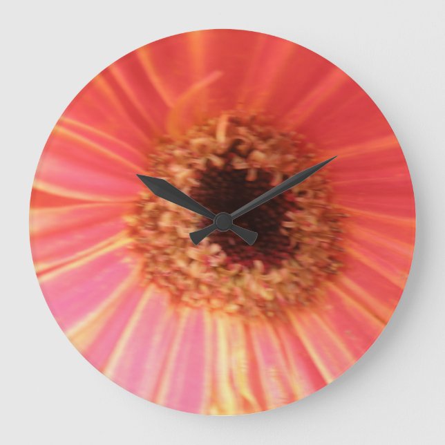 Gerbera Daisy Flower Wall Clock Große Wanduhr (Vorderseite)