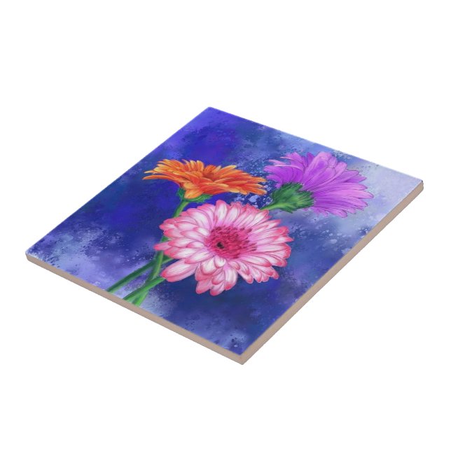 Gerbera Daisy Keramik Tile Fliese (Seite)