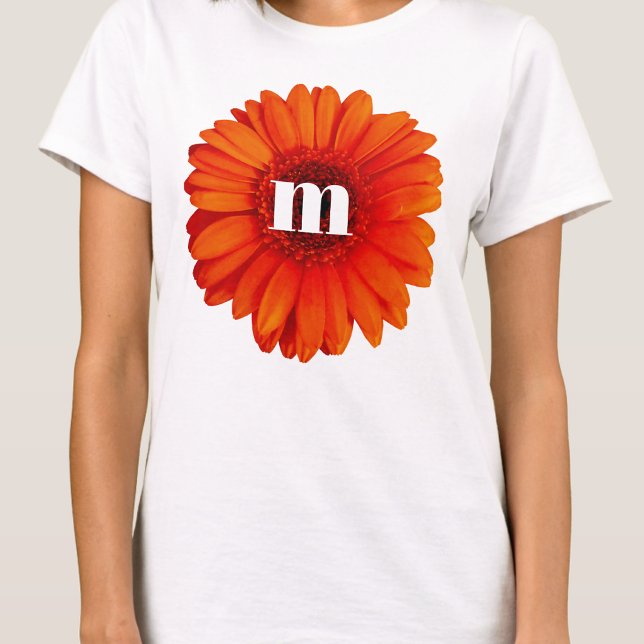 Gerbera Daisy Monogram Initial T-Shirt (Von Creator hochgeladen)