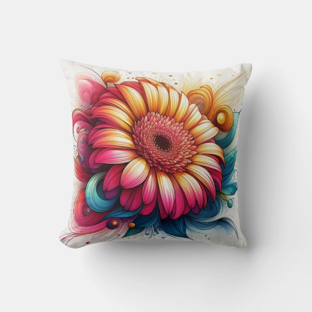 Gerbera Daisy Pillow für Garden-Inspiriert Komfort Kissen (Vorderseite)