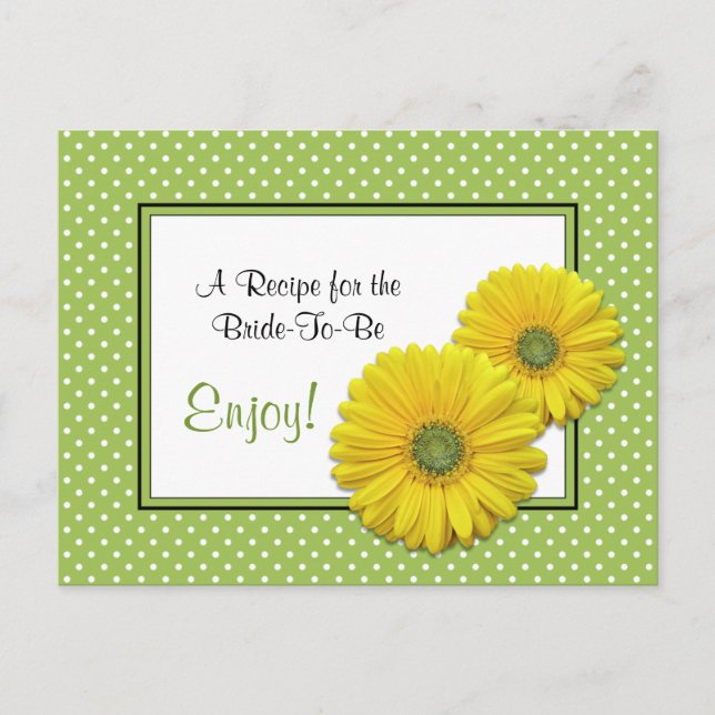 Gerbera Daisy Rezept Card für die Braut Postkarte (Vorderseite)