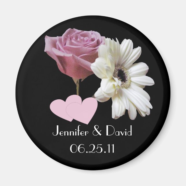 Gerbera Daisy & Rose Wedding Magnet (Vorne)