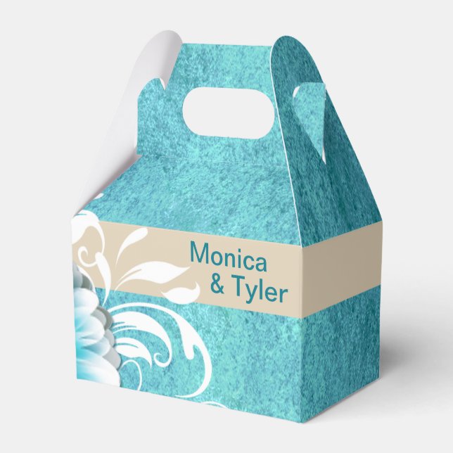 Gerbera Daisy Scroll | aquamarines Hafer Geschenkschachtel (Vorderseite)