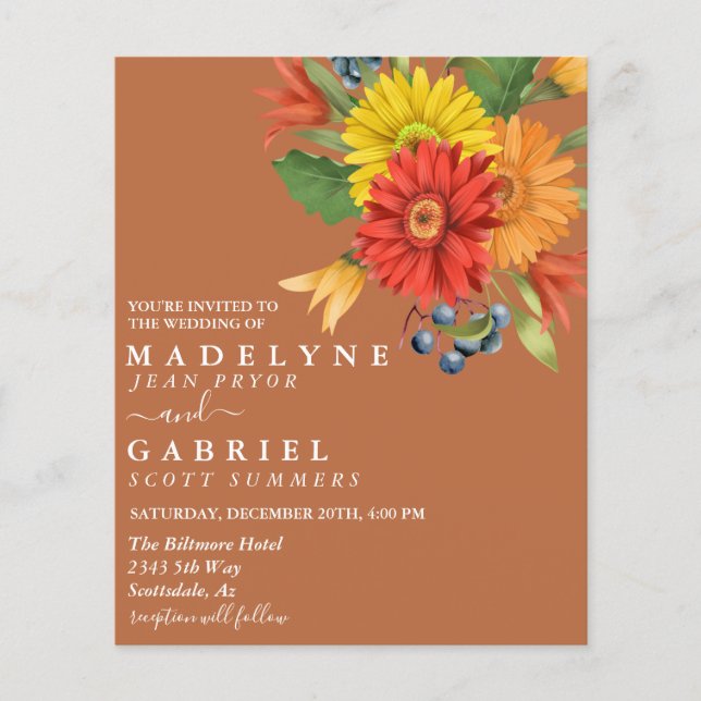 Gerbera Daisy Wedding Bouquet Floral Budget (Vorderseite)