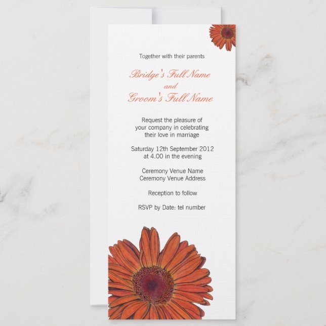 Gerbera Faire-part de mariage (Devant)