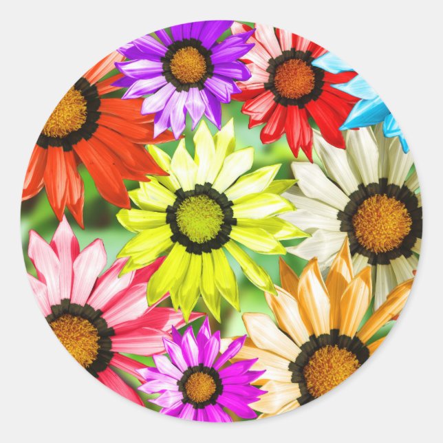 Gerbera farbenfrohe Blume Runder Aufkleber (Vorderseite)