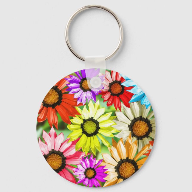 Gerbera farbenfrohe Blume Schlüsselanhänger (Vorderseite)