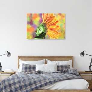 Gerbera-Frau Leinwanddruck