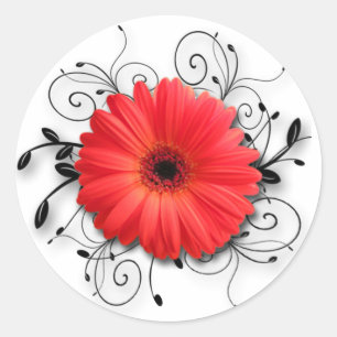 Gerbera-Gänseblümchen-Thema Runder Aufkleber