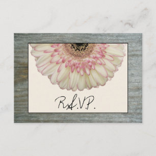 Gerbera-Gänseblümchen u. Barnwood Hochzeit UAWG RSVP Karte