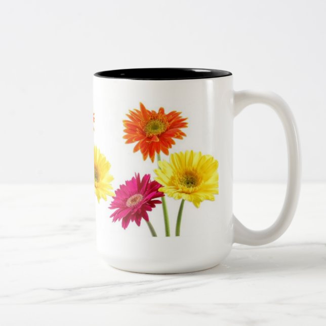 Gerbera-Gänseblümchen Zweifarbige Tasse (Rechts)