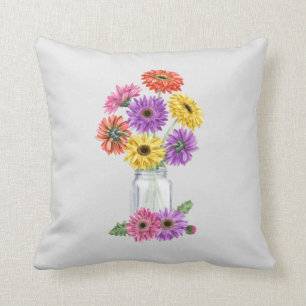 Gerbera Gerber Daisy Watercolor Mason Jar Kissen