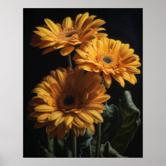 Gerbera Jaune Daisy Art Imprimer Poster