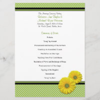 Gerbera Jaune Daisy Polka Programme de mariage