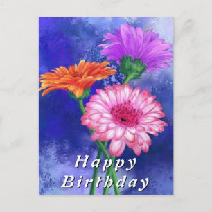 Gerbera-Margeriten-Geburtstagskarten Postkarte