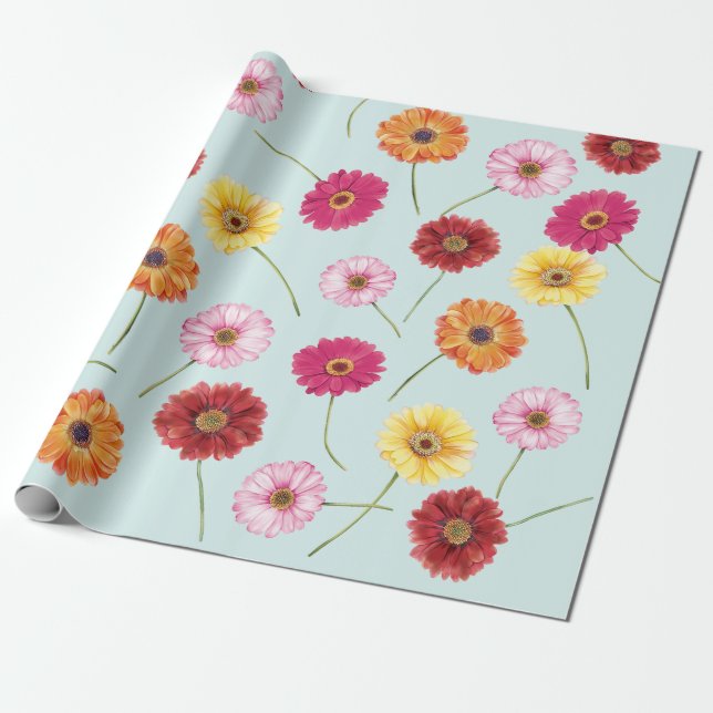 Gerbera,pink,red,orange,yellow wrapping geschenkpapier (Ungerollt)
