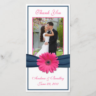 Gerbera rose Daisy Marine Ribbon Mariage Merci de 