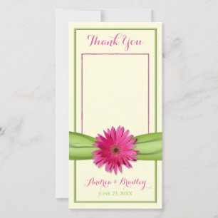 Gerbera rose Daisy Merci Mariage  de ruban vert