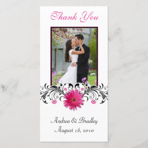 Gerbera rose Mariage Merci Carte photo