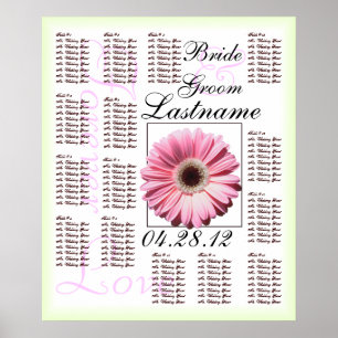 Gerbera rose Mariage Tableau des places assises
