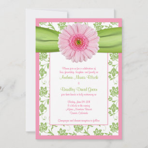 Gerbera rose pâle Faire-part de mariage floral ver
