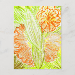 Gerbera und Aspidistra elatior, Postkarte