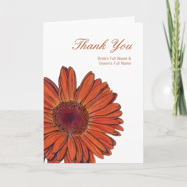 Gerbera Wedding Dankeskarte (Vorderseite)