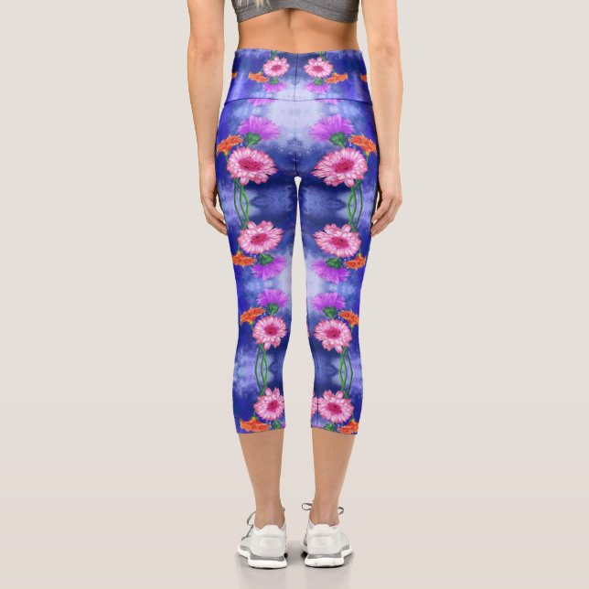 Gerberas Capri Leggings Belles couleurs Fleurs (Verso)
