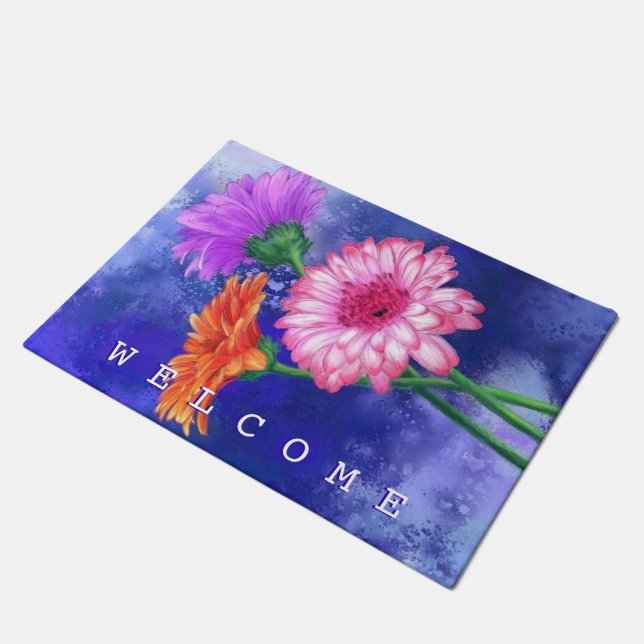 Gerberas Doormat - Willkommen Fußmatte (Schrägansicht)