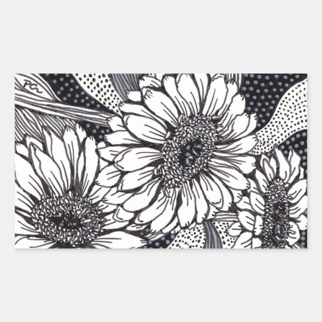 Gerberas Rechteckiger Aufkleber (Vorderseite)