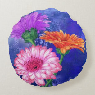 Gerberas Round Pillow Schöne Blume Rundes Kissen