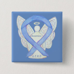 GERD Awareness Periwinkle Ribbon Angel Custom Butt Button