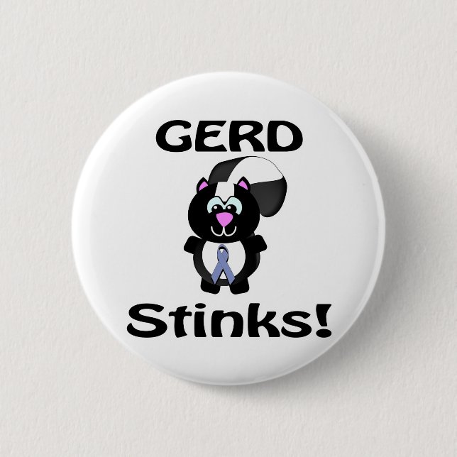 GERD Stinks Skunk Awareness Design Button (Vorderseite)